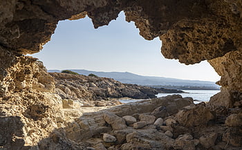 cave, coast, paphos, rocks, exit, rocky, seaside, sea, ocean, landscape, scenery