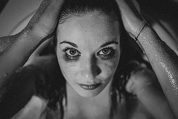 žena, Deprese, černobílý, tvář, oči, Rozmazaný make -up, smutný, sama, smutná dívka, pláč, deprimovaný