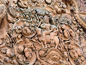 Kambodža, angkor, banteay srei, chrám, vlys, rytina, sochy, antický, pierre, archeologie, zřícenina