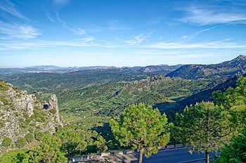 Spagna, andalusia, Provincia di Cadice, Palomano Puerto de Las, natura, paesaggio, montagne, collina, alberi, verde, nuvole