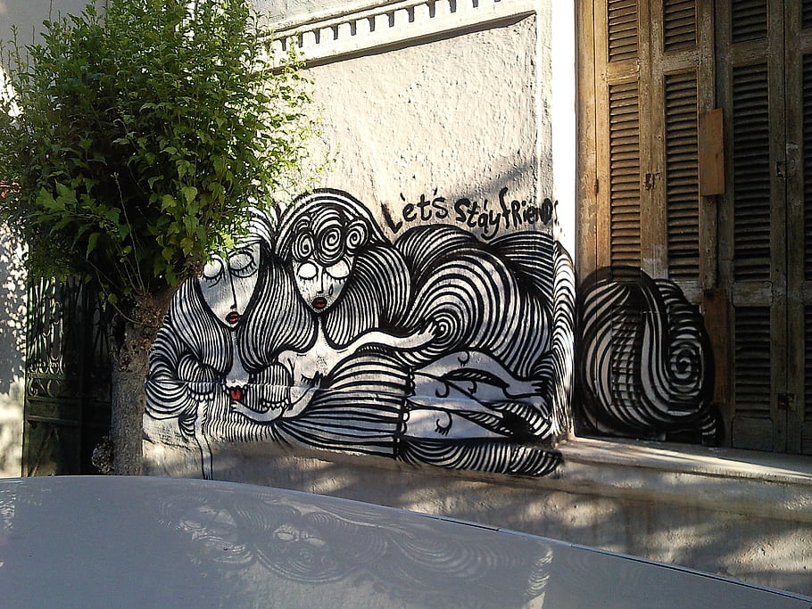 arta stradală, Metaxourgeio, Atena, Grecia, arta urbană, graffiti, perete mural, expresie artistică, arta publică, District creativ, Metaxourgio