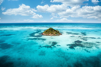 tropicale, isola, blu, oceano, spiaggia, viaggio, cielo blu, Paradiso, mare, estate, acqua