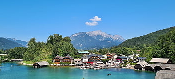 Königssee, lac, natură, oraș, Berchtesgaden, parcul național berchtesgaden, bavaria superioară, munţi, Germania, peisaj, Alpi