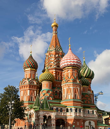 Katedral Santo Basilika, moscow, tempat bersejarah Rusia, langit biru cerah, Katedral ikonik, arsitektur rusia, kubah bawang, menara berwarna-warni, kremlin, kotak merah, Landmark Moskow
