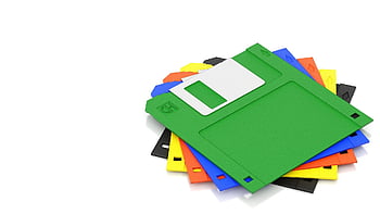 floppy Disks, storage, data, computer, magnetic, outdated, plastic, multicoloured, 3d, blender