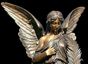 statue, sculpture, bronze, angel, harmony, wing, figure, golden, art, psd, isolated