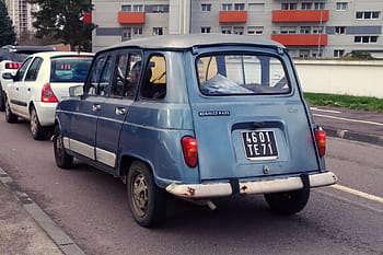 renault, 4l, 1988, Chalon Sur Saone, carro antigo, carro azul, visão traseira, placa de carro, carro estacionado, cena de rua, carro europeu