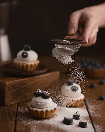 shanghai, cupcakes, sieve, sugar, china, blueberry, pastry, sweet, sugar-coat, sugary, fruit