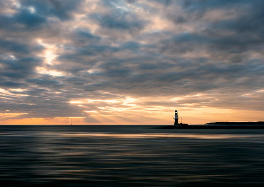 sunset, sea, ocean, sky, nature, sun, water, twilight, seascape, clouds, dawn