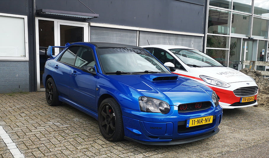 subaru, impreza, wrx, sti, 2004, modrý, auto, leiden, 2.0, 224 HP, poznávací značka