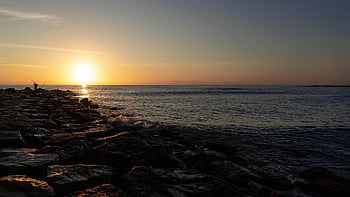 playa, sol, mar, amanecer, costa, slunce, Příroda, ráj, surfovat, horizont, sable
