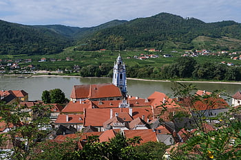 wachau, πύργος, Αβαείο Ντύρνσταϊν, πόλη, κοιλάδα wachau, dürnstein, Αυστρία, Κάτω Αυστρία, τοπίο, φύση, ο ποταμός του Δούναβη