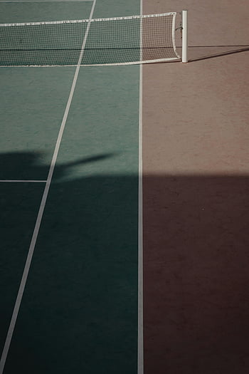 campo da tennis, netto, Vista minimalista, sole e ombra, divisioni contrastanti, sport all'aperto, rete da tennis, Linee di corte, campo sportivo, Fotografia minimalista, ombre cinesi