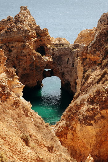 ponta da piedade, útesy, lagos, Portugalsko, Azure oceán, Skalní formace, oceán, dech beroucí, přírodní oblouk, pobřežní krajiny, algarve