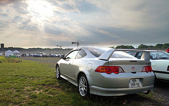 honda, Integra, typ r, 2003, auto, Montlhery, 1.8, 225 HP, stříbrný, zpětný pohled, poznávací značka