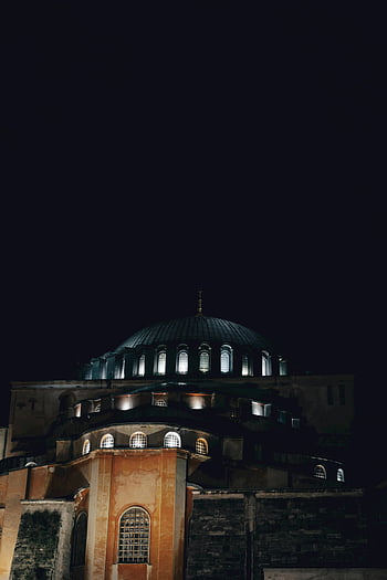hagia sophia, stormoske, istanbul, Kalkun, kuppel tag, Natoversigt, historisk bygning, udvendig udsigt, Bedøvelse arkitektur, nat fotografering, oplyste vinduer