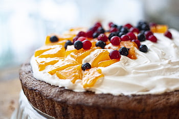 torta, crostata, frutti di bosco, crema, panna montata, frutta, dolce