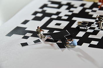 figures, miniatures, qr Code, bar Code, code, worker, technology, industry, scan, communication, display
