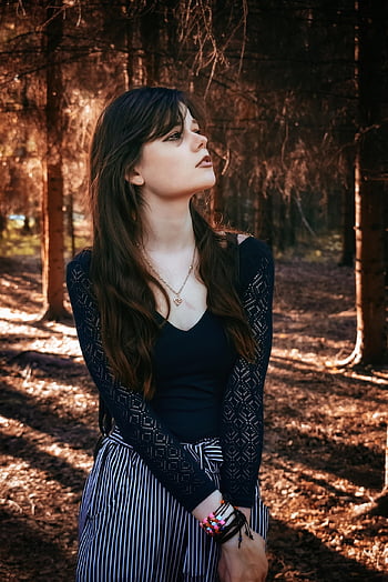 young Woman, forest, light, story, nature, trees, mood