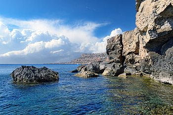 rocky Coast, sea, landscape, rock, nature, seaside, scenery, ayia Napa, cyprus, cliff, erosion