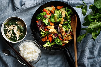 γεύμα, φαγητό, tofu, ρύζι, πιάτο, μαγείρευτος, τηγανητό, γευστικός, νόστιμο, κουζίνα, τηγάνι
