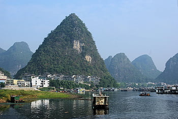 li River, mountains, boats, china, navigation, hills, sugar Loaves, town, scenic, landscape, yangshuo