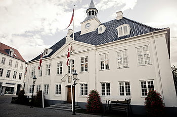white concrete building, elegant town hall, classic architecture, white town hall, flags on display, white building, town hall architecture, classic building, white facade, town hall exterior, architectural design