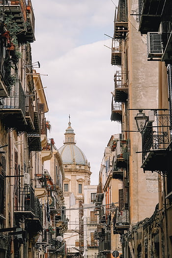 buildings, road, old Street, palermo, sicily