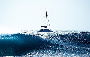 sea, nature, waves, sailboat, boat, catamaran, atlantic Ocean