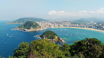 ostrov, moře, san sebastian, donostia, Španělsko, baskické země, oceán, letecký pohled, krajina, cestovní ruch, cestovat