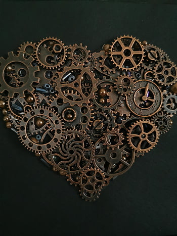 steampunk, mechanické srdce, Ozubené kolo, hvězd, srdce, ručně vyráběné fanray, fanray, ruční