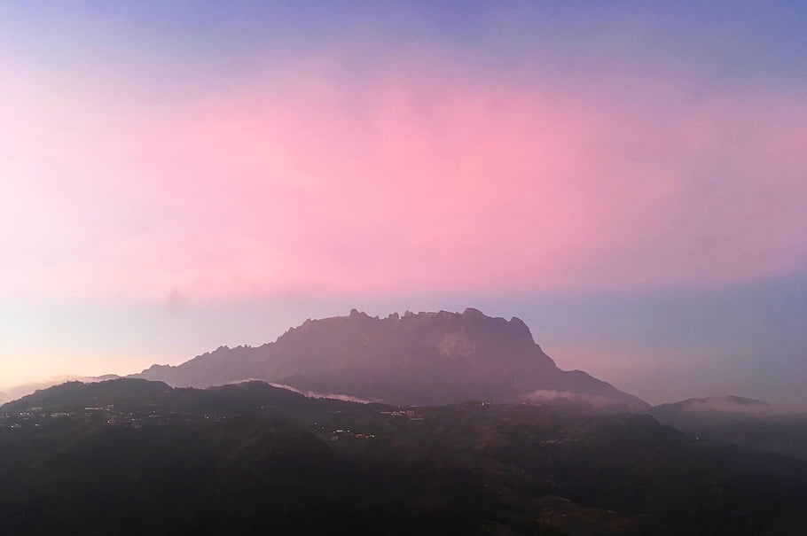 mount Kinabalu, mountain, sunset, pink