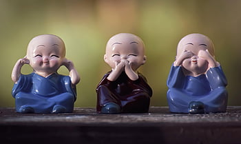 mnich, znaky, Buddha Purnima, neslyšet, nevidět, nemluv, náboženství, rozjímání, relaxace, mír, Buddha