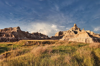 badlands, národní park, krajina, západ slunce, zlatá hodina, národní park badlands, Jižní Dakota, kopců, skály, skalní útvary, formací