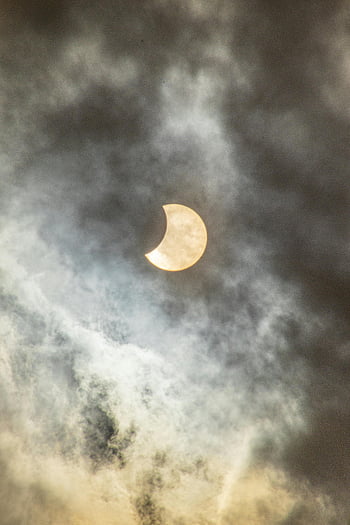 solar eclipse, cloudy sky, partial eclipse, celestial event, natural phenomenon, sun, moon, clouds, astronomy, sky, eclipse photography