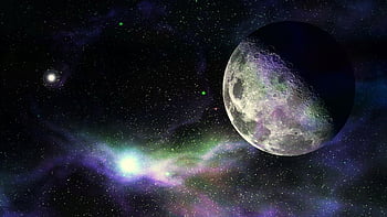 cosmos, universo, Luna, planeta, exoplaneta, espacio, arte espacial, arte digital, estrellas, Dom, galaxia