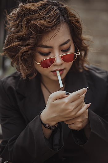 žena, kouření, závislost, portrét, ženský, dívka, cigareta