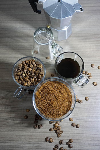 caffè, chicchi di caffè, caffeina, Tempo del caffè, bar, avvicinamento, chicchi di caffè tostato, caffè brasiliano, fondi di caffè, caffè tostato, barista
