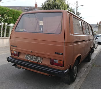 vw, autobus, vinobraní, dodávka, hnědý, zaparkováno, ulice, poznávací značka, zpětný pohled, Okna, klasický