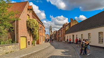 ulice, budov, silnice, lidé, dav, město, architektura, Belgie, brugge, starý, cestovní ruch