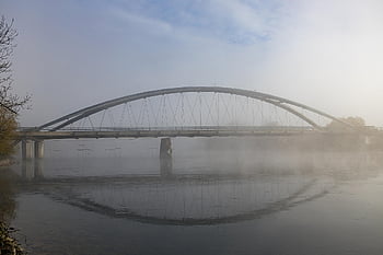 Nebel, Grenchen, Brücke, Stimmung, fließen, Stille, Dunst, Wasser, Himmel, Natur, aare