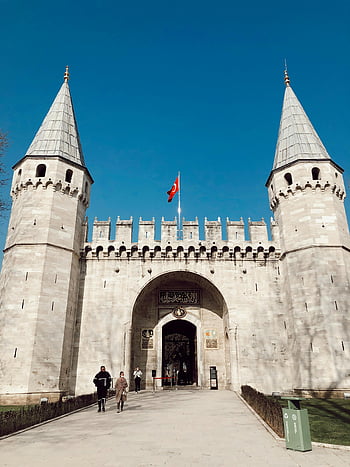 paláce topkapi, Istanbul, krocan, majestátní pohled, vchod, modrá obloha, historické architektury, Osmanská říše, kulturní památka, cíl cesty, turistická atrakce