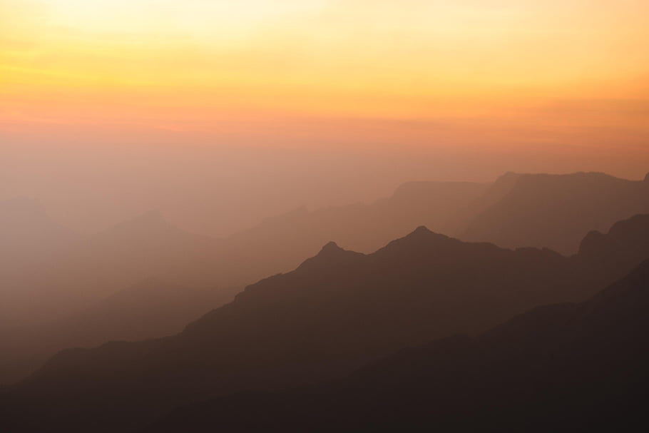 mountains, nature, landscape, sky, sunset, forest, sunrise, clouds, scenic, peak, dawn
