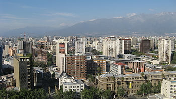 santiago, centrum, chilli, santiago de chile, budov, město, ulice, architektura, městský, výška, kopec