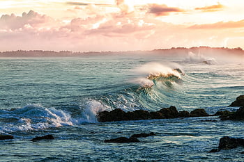 côte, vagues, plage, océan, mer, paysage marin, vagues de l'océan, horizon, des nuages, la nature, ciel