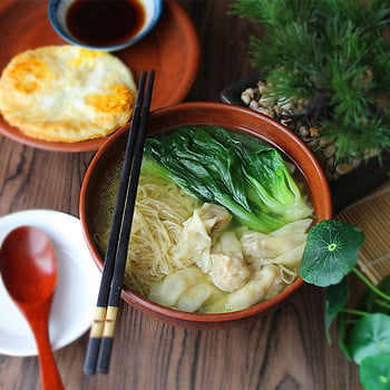 수프, 완탕면, 아시아 요리, 요리, 음식 프리젠 테이션, 원턴, 아침 식사
