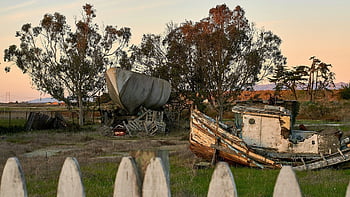 boat, tug, abandon, coast, shore