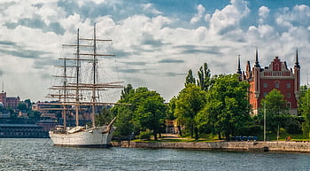 nave, porta, cittadina, baia, veliero, nave alta, barca, natura, porto, mare, oceano