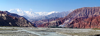 dálnice karakorum, Karakorumská dálnice, pamir, xinjiang, Čína, hory, barevný, Příroda, eroze, sníh