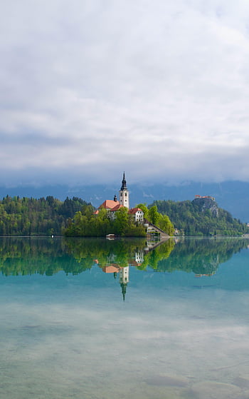 Bled Island, Lake Bled, Slovenia, Castle, Church, reflection, serene, landscape, nature, travel, tourism